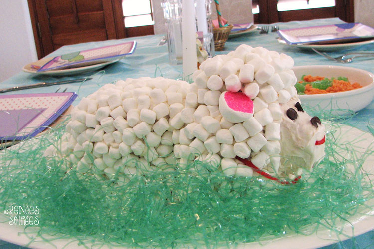 side view of easter lamb cake from Parents magazine