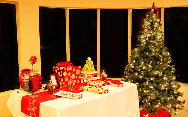 Christmas party dessert table and tree
