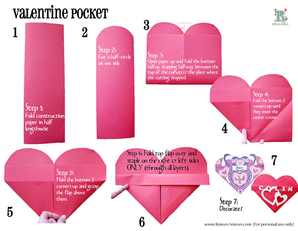 Instructions on how to make a heart pocket
